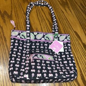Vera Bradley Villager Tote Pink Elephant Paisley Quilted Shoulder Bag Retired
